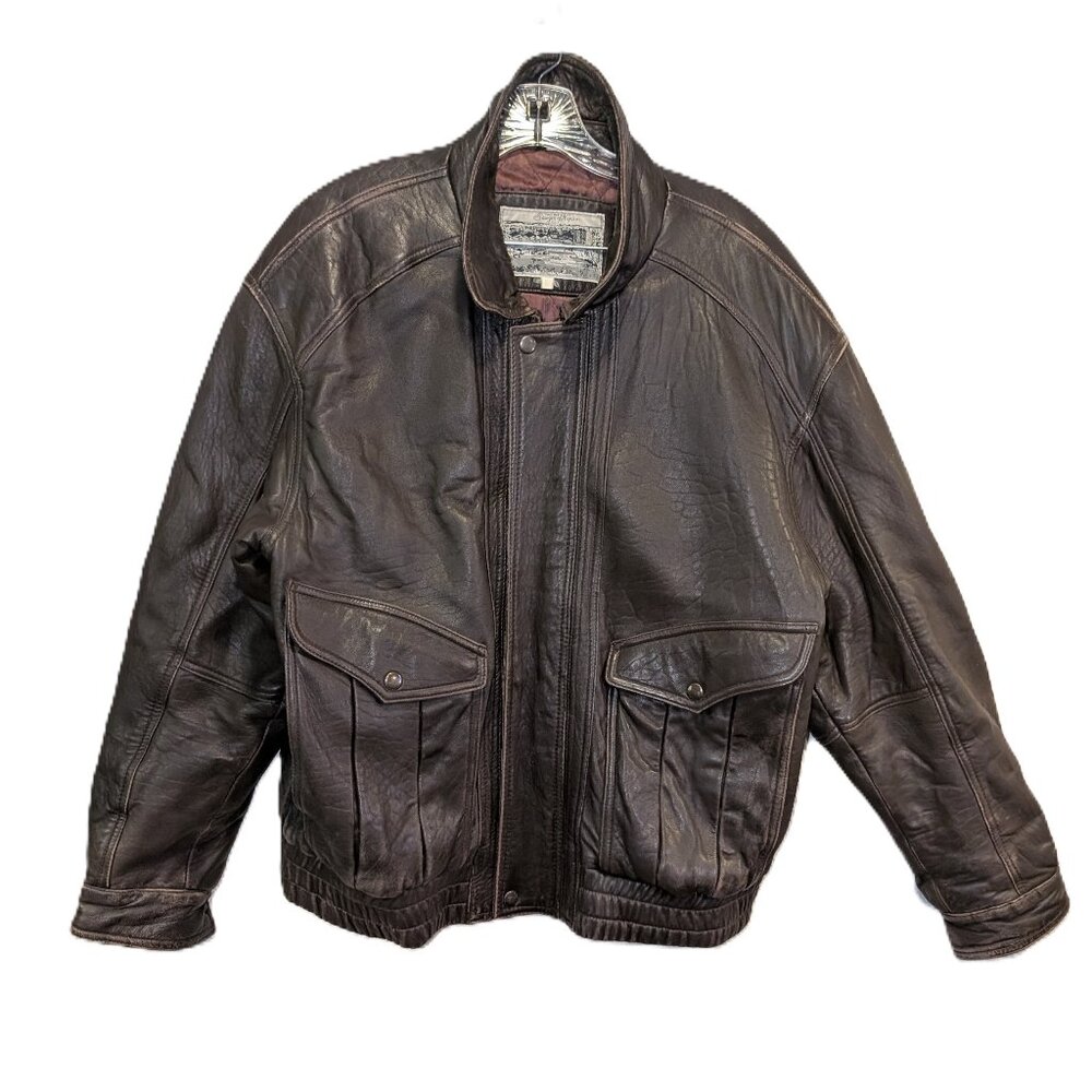 Sawyer of Napa Brown Leather Bomber Jacket - Vintage- Size L